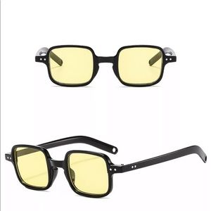 NWT BLACK & YELLOW RETRO 90s Y2K SQUARE SUNGLASSES